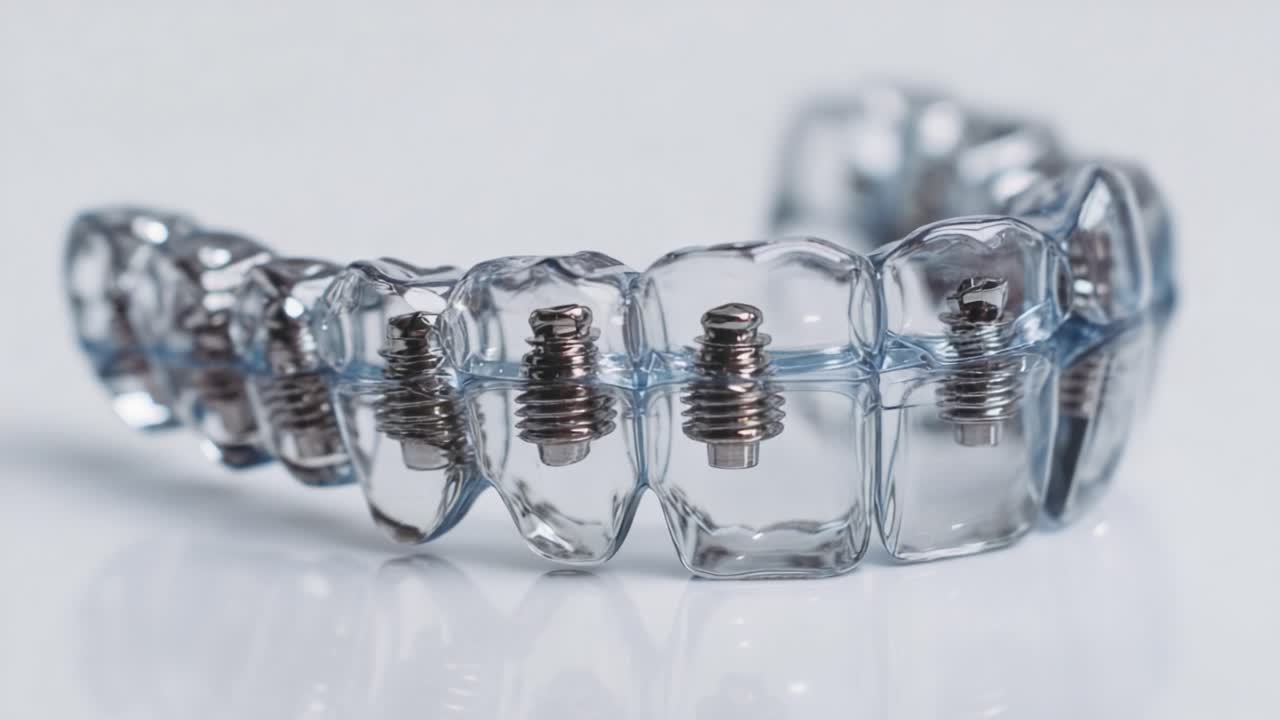Innovative Clear Orthodontic Appliance for Dental Correction: A Closer Look at the Modern Braces Design Featuring Metal Components and Transparent Material