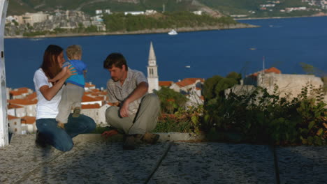 family enjoying a scenic view