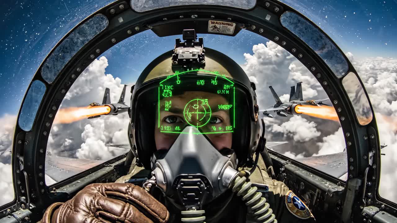 Fighter Pilot in Cockpit View