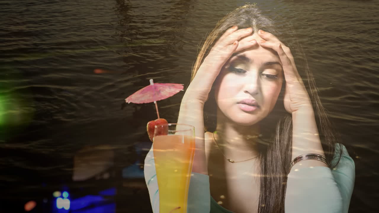 우울증에 걸린 여성의 디지털 애니메이션 4k