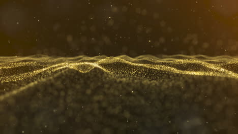 beautiful golden stars ocean waving with glitter particles abstract background