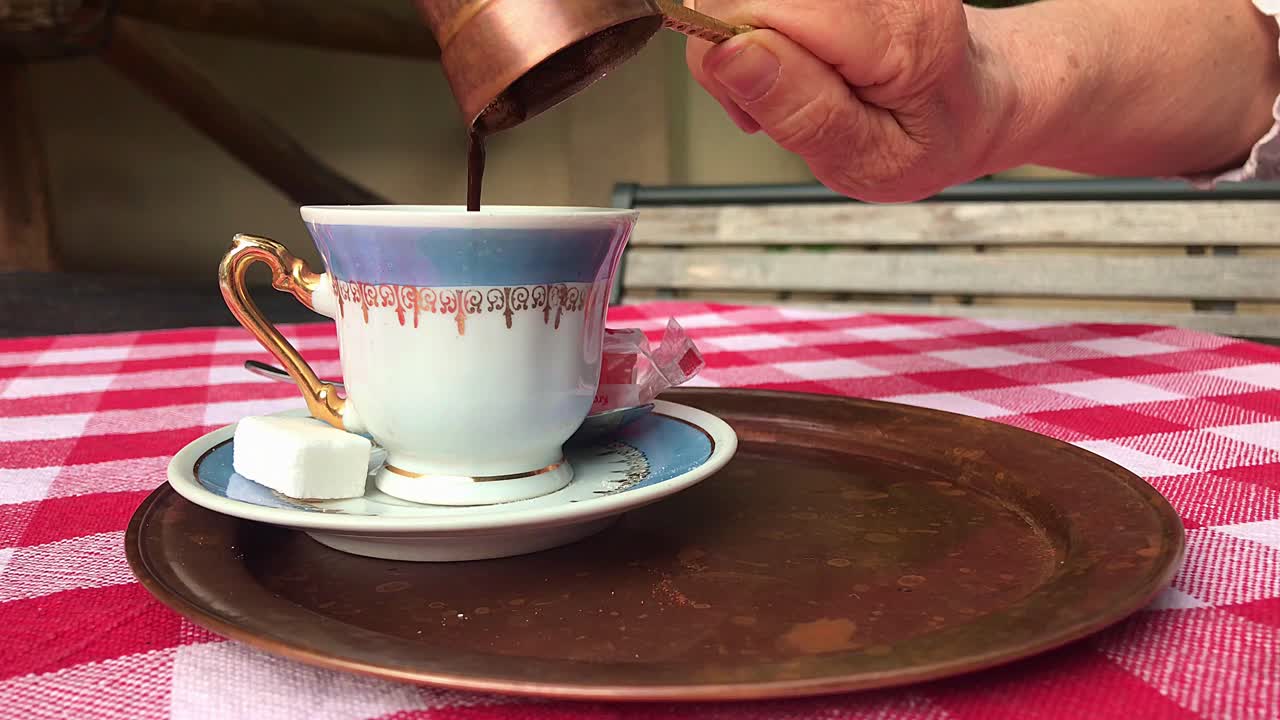 Pouring Traditional Serbian Coffee Domaća Kafa