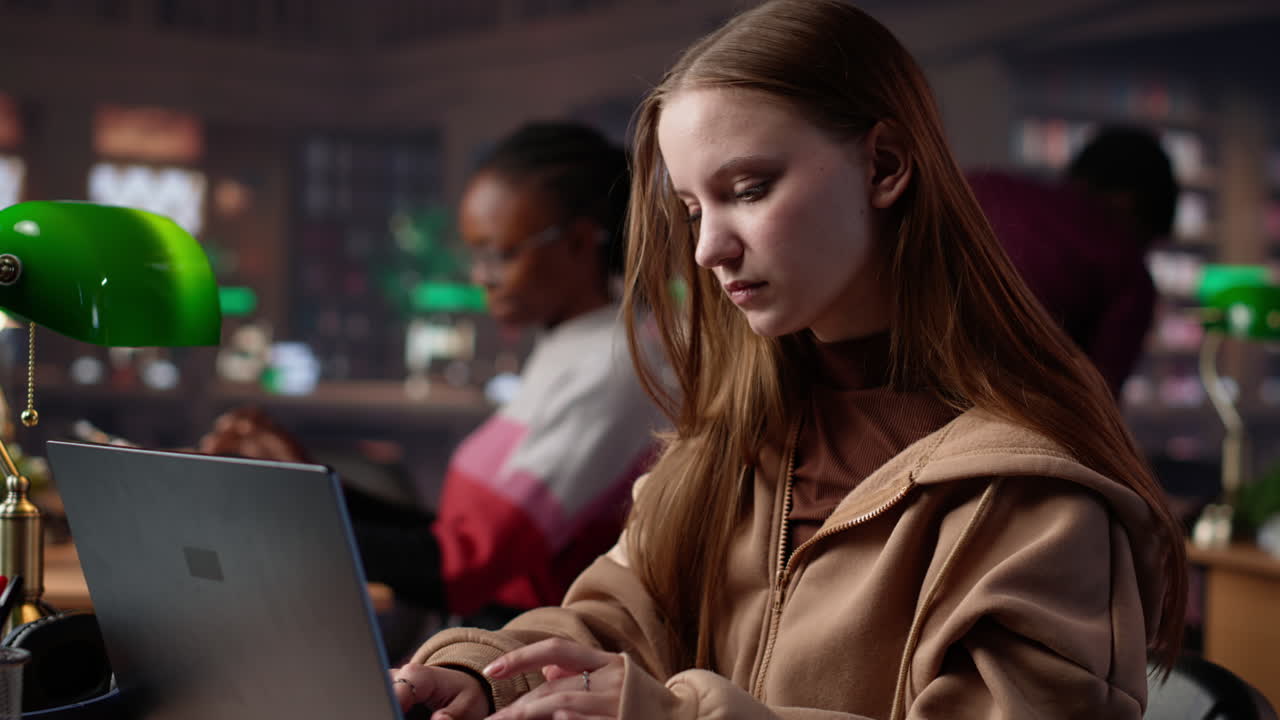 Vertical video student struggling to stay focused and awake while she does her research