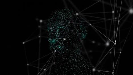 animación de la red de conexiones y procesamiento de datos sobre el modelo del cuerpo humano