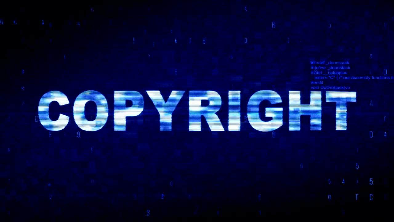 Copyright Text Digital Noise Twitch Glitch Distortion Effect Error Animation.