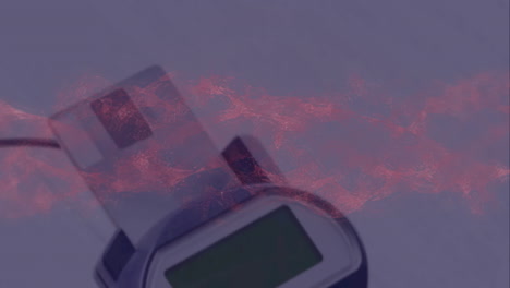 animación de humo rojo sobre el terminal de pago