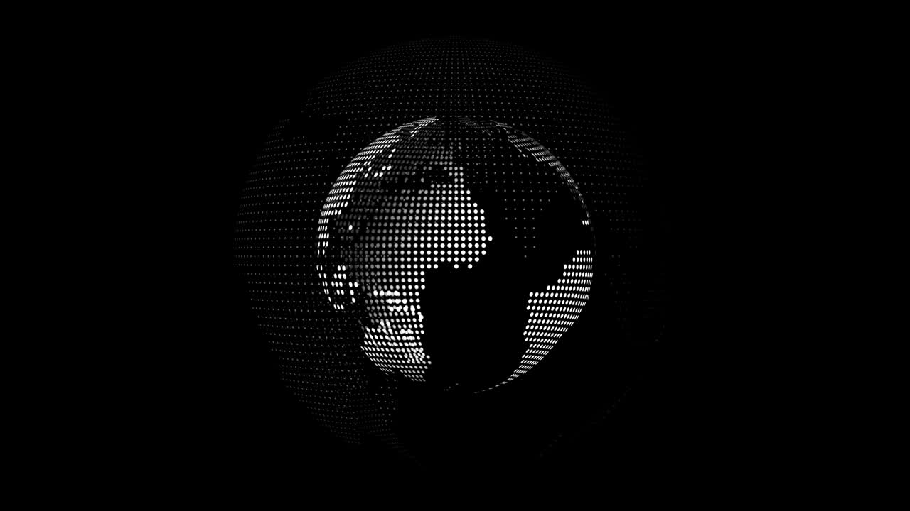 Looping animation of an abstract rotating planet Earth in cyberspace