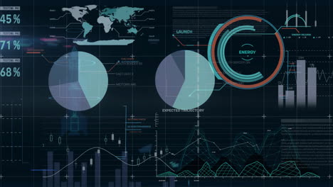 animation of data processing over world map