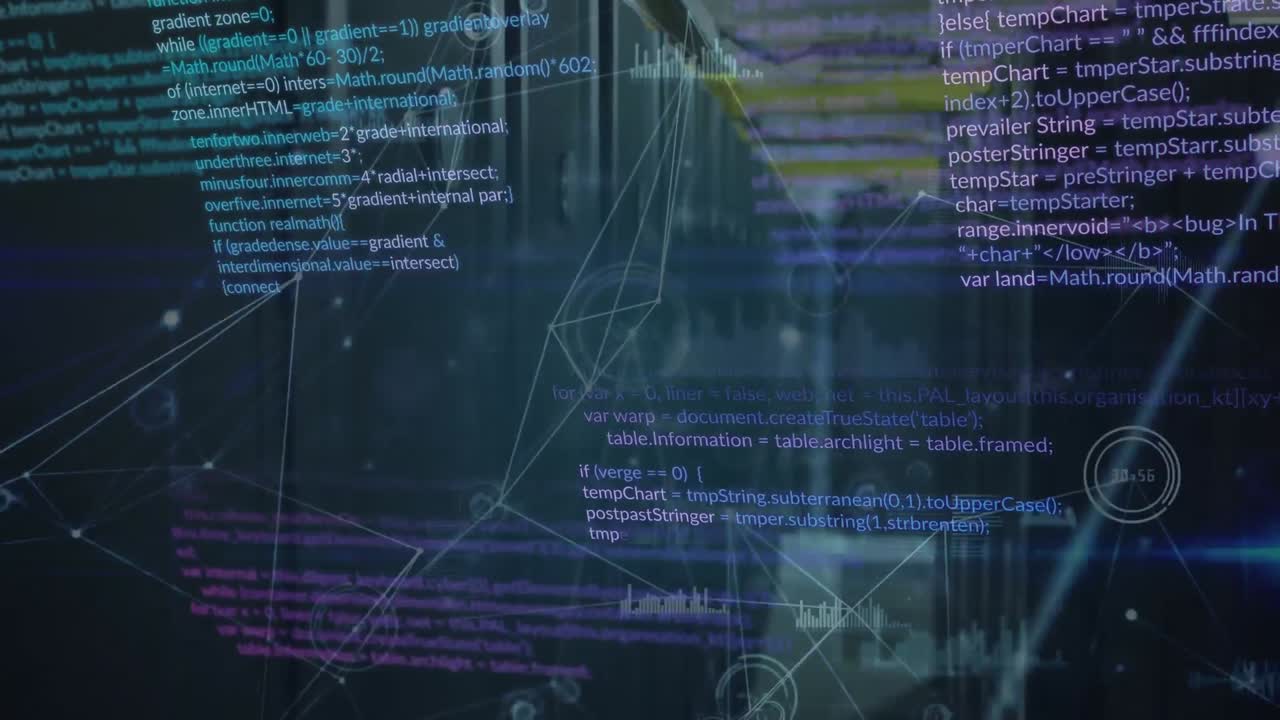 animación de conexiones y procesamiento de datos en el fondo de la marina