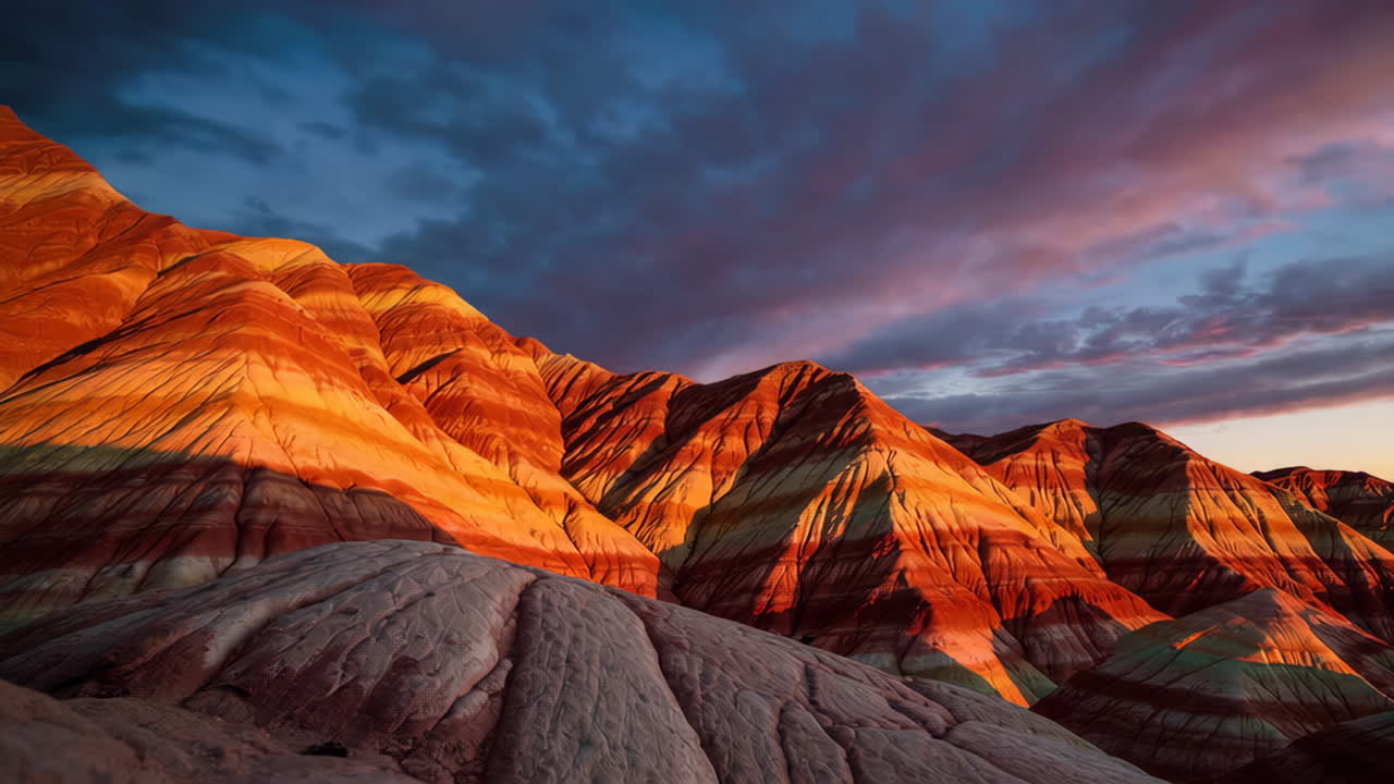 Vibrant Layered Mountains at Sunset
