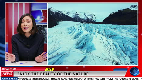 presenter shows beautiful landscapes