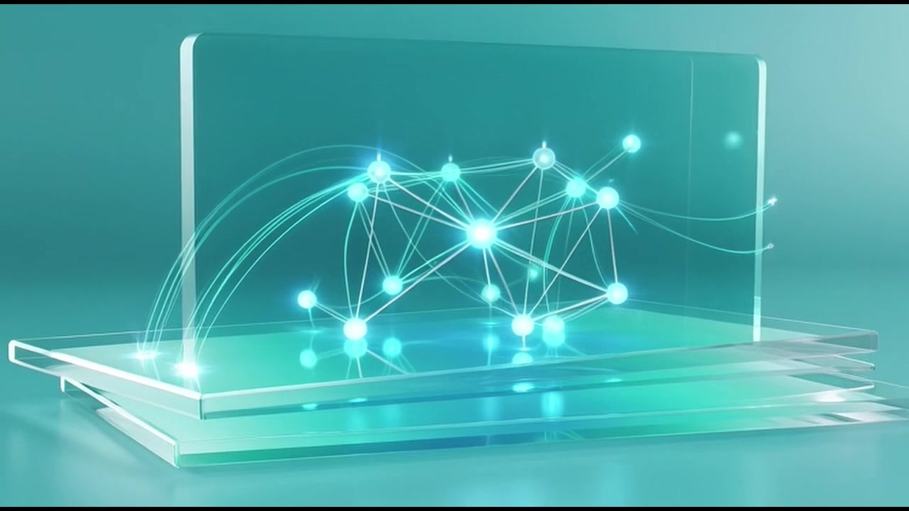 Abstract Digital Network Connection with Glowing Nodes and Data Lines