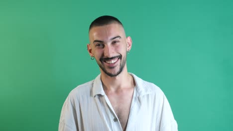 laughing man green background