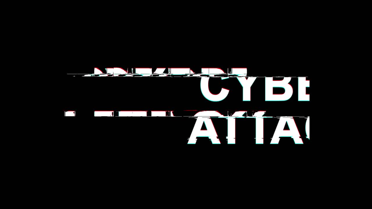 ataque cibernético efecto glitch texto distorsión de televisión digital animación en bucle 4k