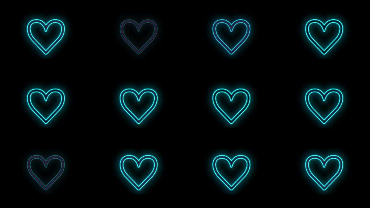 Hearts pattern with pulsing neon blue light 12