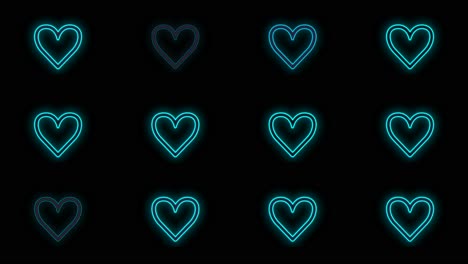patrón de corazones con luz azul neón pulsante 12