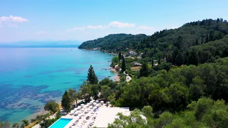 beautiful tracking shot coastline greece trees beach no people blue sky and sea