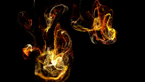 4k glow particles move in a stream of liquid in front of the camera in slow motion. 3d ink effect for luminous particles, advection. use luma matte as alpha channel to cut particles. fire ver. 1