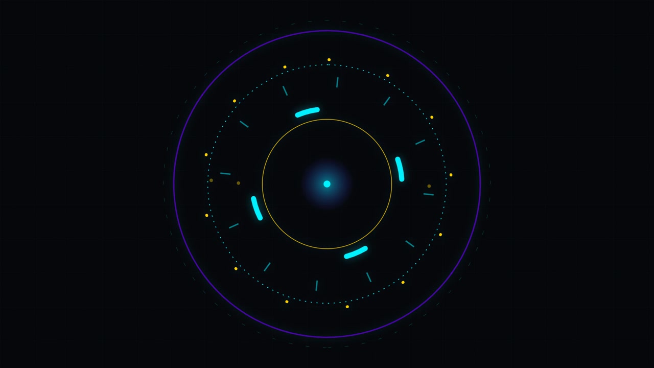 Abstract Digital Circular Interface Animation on Dark Background
