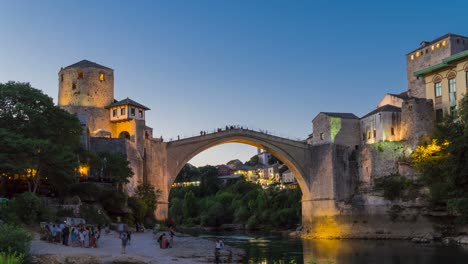 stari most bridge timelapse sunset, bosnia