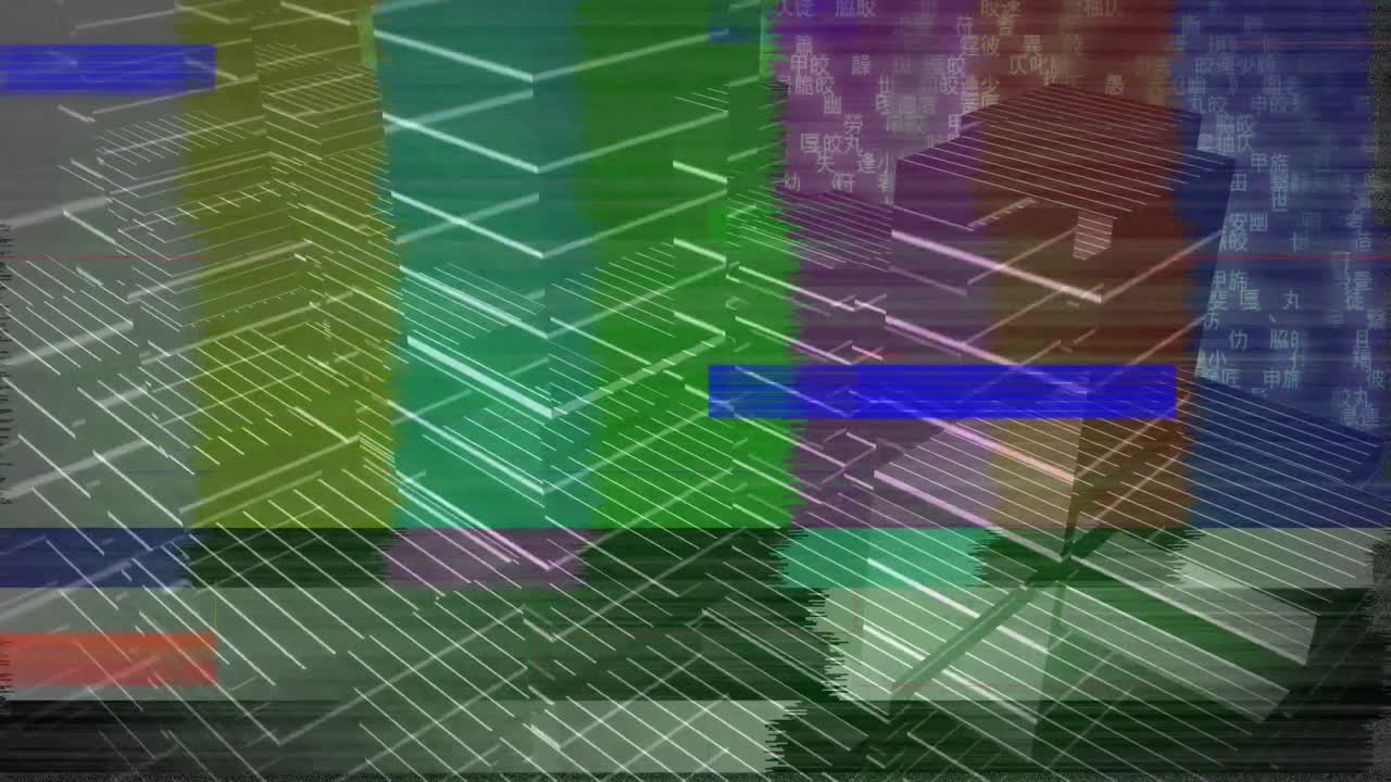 Colorful static and buildings