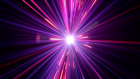abstract hiperespacio salto en el universo con giro. hermoso viaje espacial a través de estrellas senderos color azul. concepto de diseño digital. animación en 3d en bucle de líneas brillantes