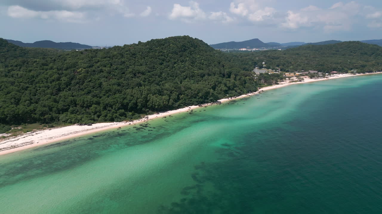Aerial View of Tropical Beach and Island