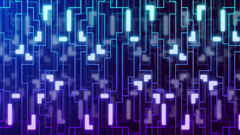 animación de un circuito integrado de neón sobre un fondo azul
