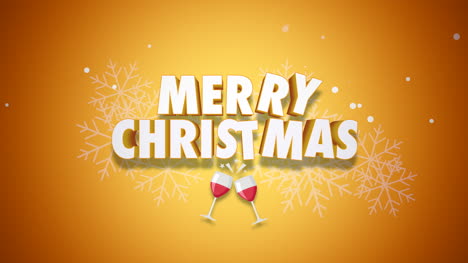 Animated-closeup-Merry-Christmas-text-on-yellow-background