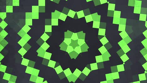 patrón cuadrado simétrico en espiral verde y negro con efecto de vórtice
