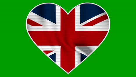 United Kingdom Heart Love Flag Loop - Realistic 4K flag waving in the wind