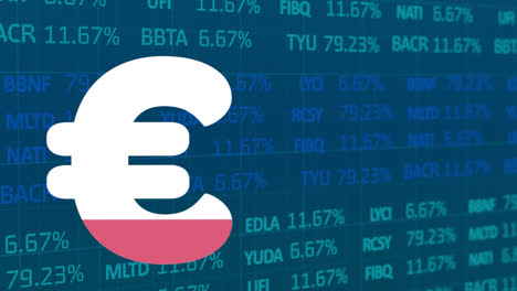 Animación-Del-Signo-Del-Euro-Llenándose-De-Rosa-Sobre-El-Procesamiento-De-Datos-Financieros.