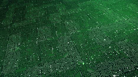 close up high tech green circuit board. futuristic technology.