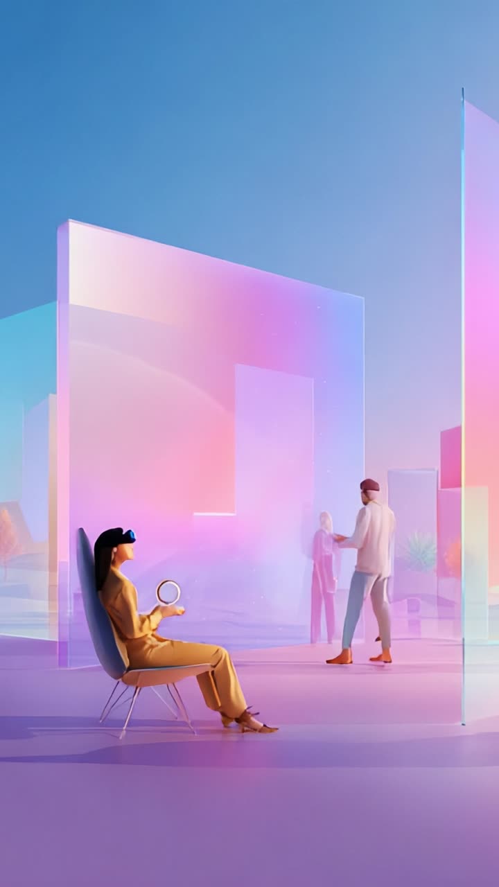 Exploring Virtual Realities: A Fusion of Technology and Imagination in a Colorful Digital Space with Engaged Characters and Futuristic Elements