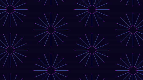Radiating red and blue lines on black
