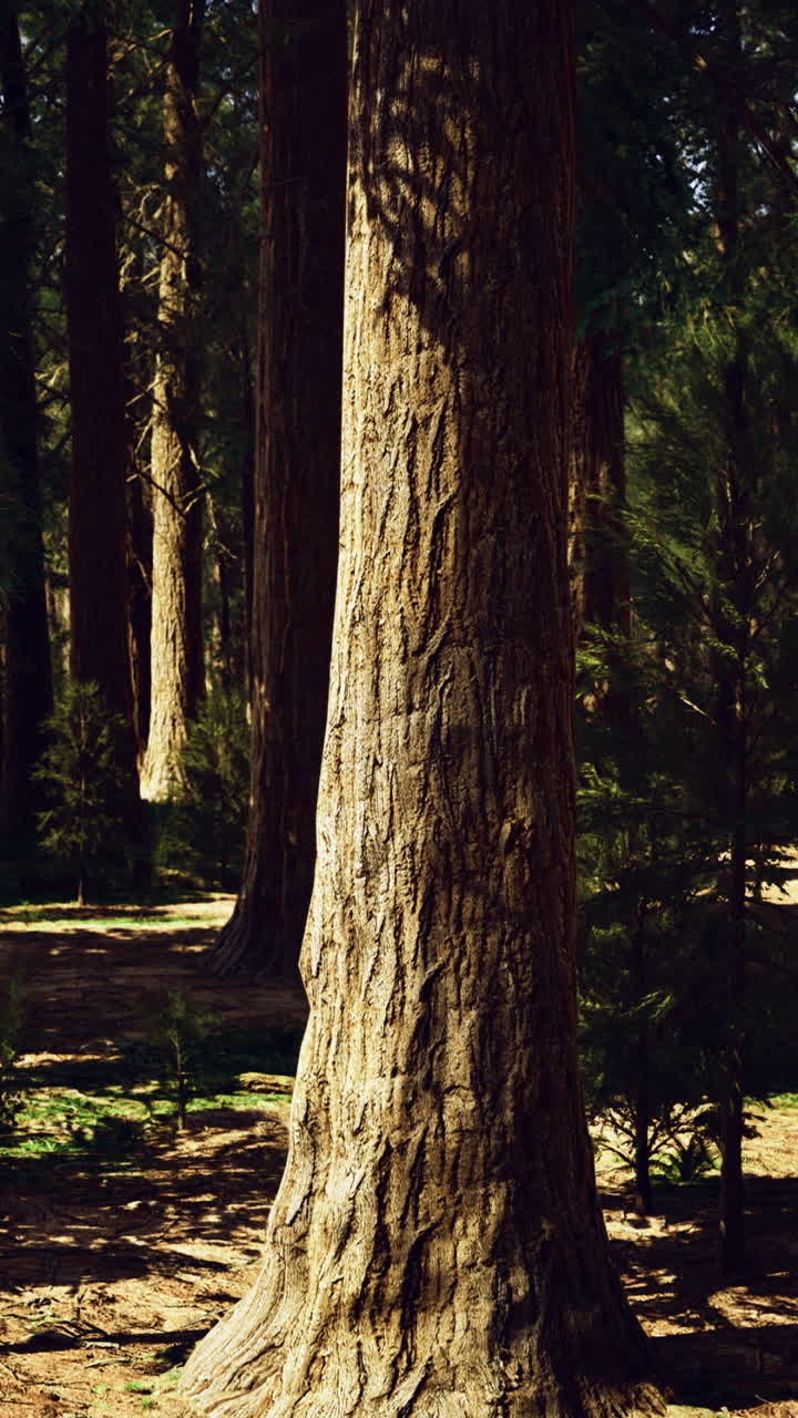 Majestic tree standing tall in a sun dappled forest during midday