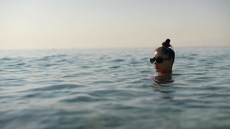 woman swimming in the ocean