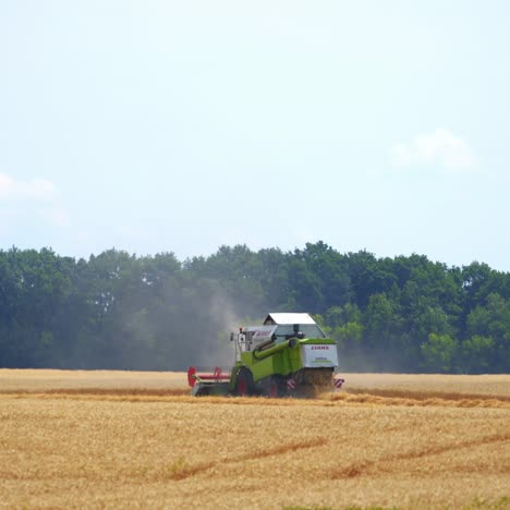 harvester machine working in field