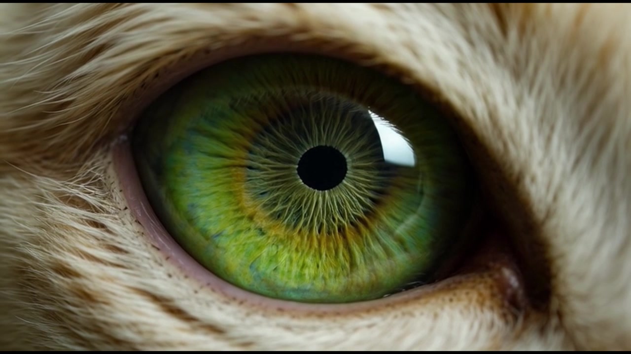 Extreme Close-up of a Cat's Green Eye