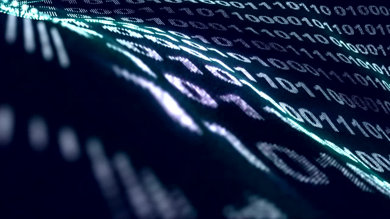 Binary Code Numbers Animation, Rendering, Background, Loop