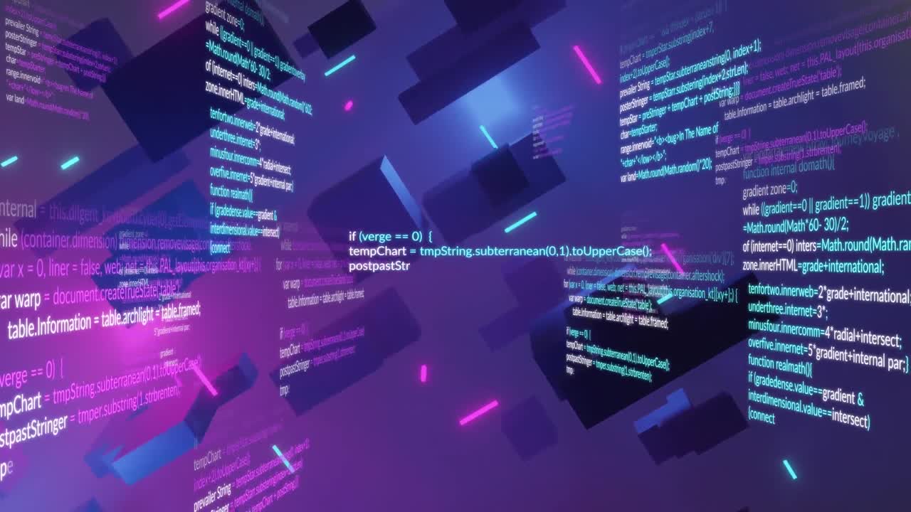 animación de un procesamiento de datos sobre un fondo púrpura