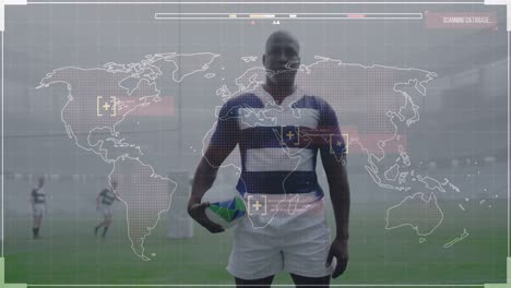 Animación-Del-Mapa-Mundial-Con-Procesamiento-De-Datos-Sobre-Jugadores-De-Rugby.