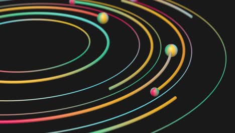 blue, green, red, yellow circles and balls. abstract animation, 3d render, close-up.
