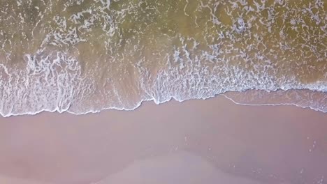 Aerial-View-Of-Sea-Waves-On-Sandy-Beach-Of-Baltic-Sea