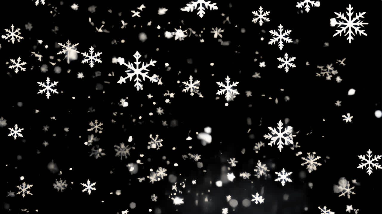 Snowflakes falling animated overlay, transparent 4K video, alpha channel, ProRes 4444