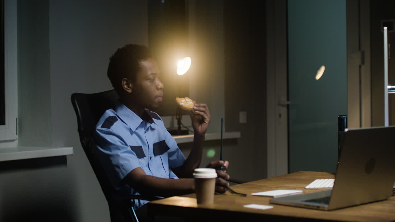 African american man relaxing at the desk