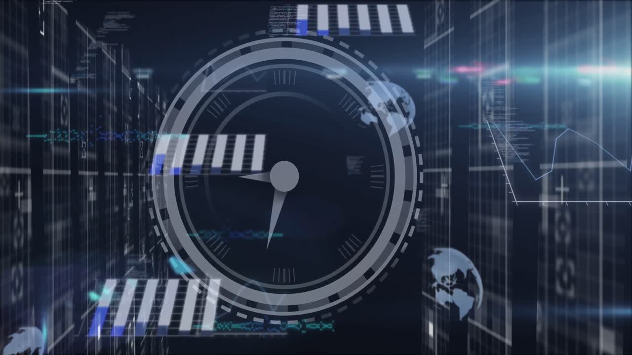 Animation of data processing over clock