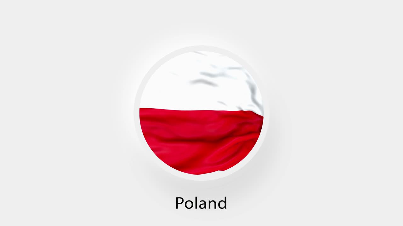 폴란드 발의 원형 루프: 폴란드의 애니메이션 국기, 현실적인 폴란드 국기 흔들기.