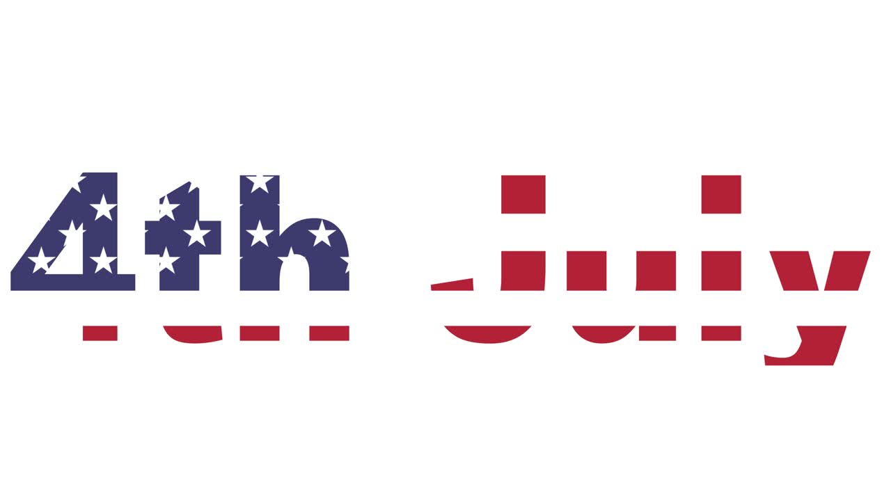 4th of July Word Animation with USA Flag on white background