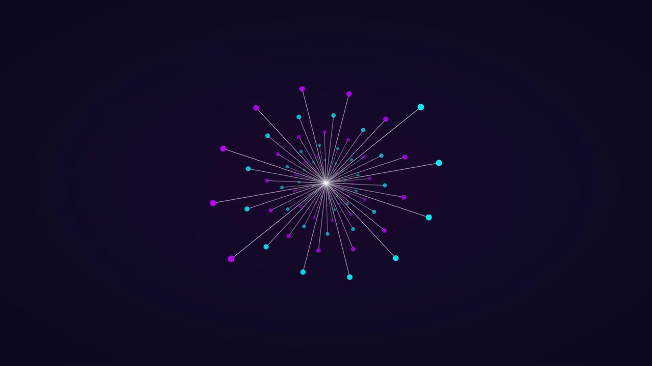 Abstract Digital Network Node Animation with Pulsing Light